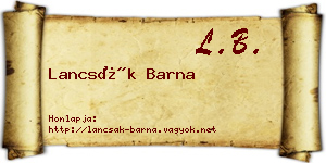 Lancsák Barna névjegykártya